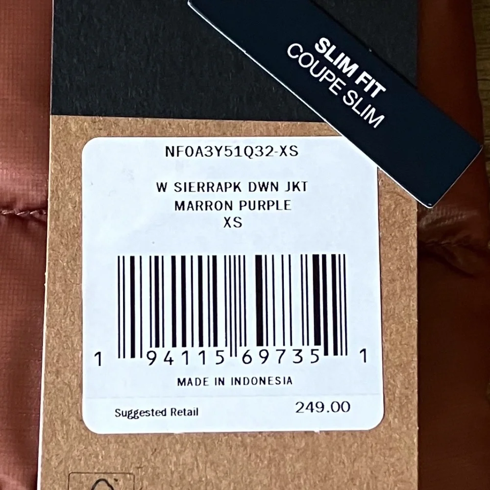 NWT - North Face Sierra Peak Down Jacket In Marron Purple XS - Picture 11 of 12